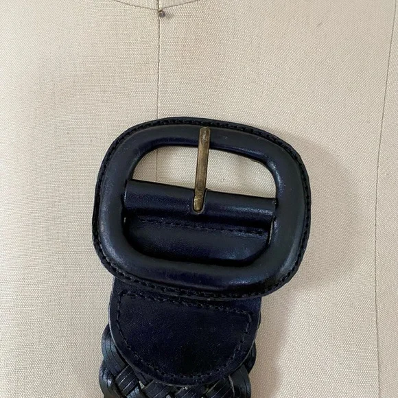 Banana Republic | Black Leather Woven Belt | Sz Small - Picture 4 of 5